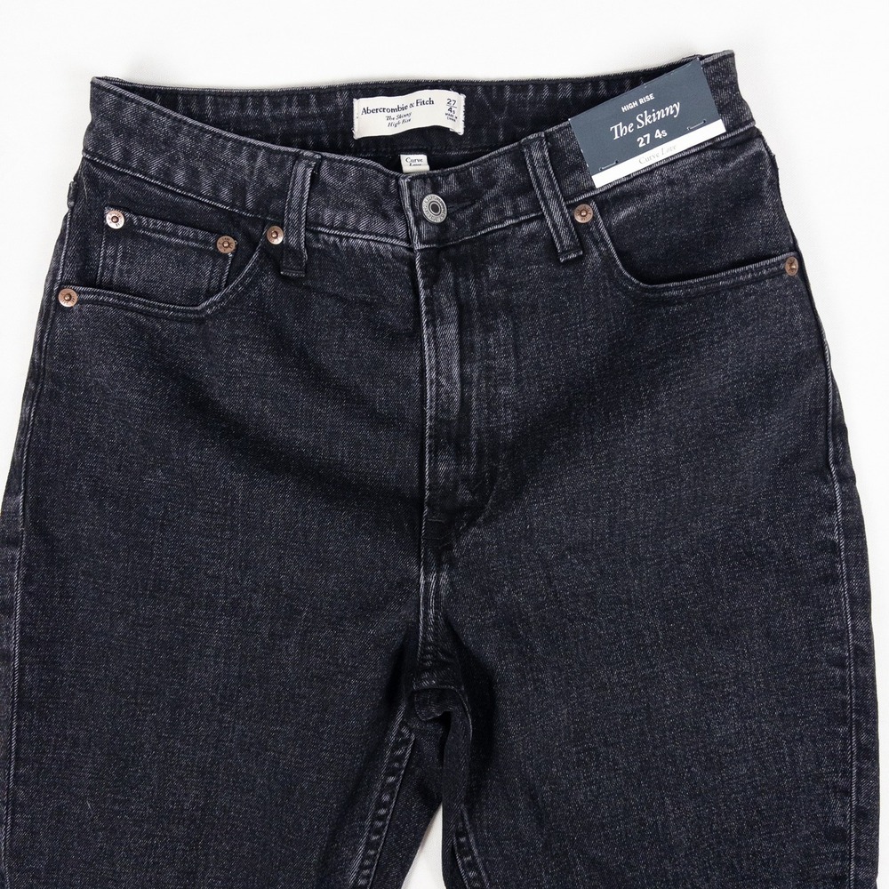 Abercrombie Skinny Jeans Womens 27/4s Black High Rise Curve Love NWT Denim